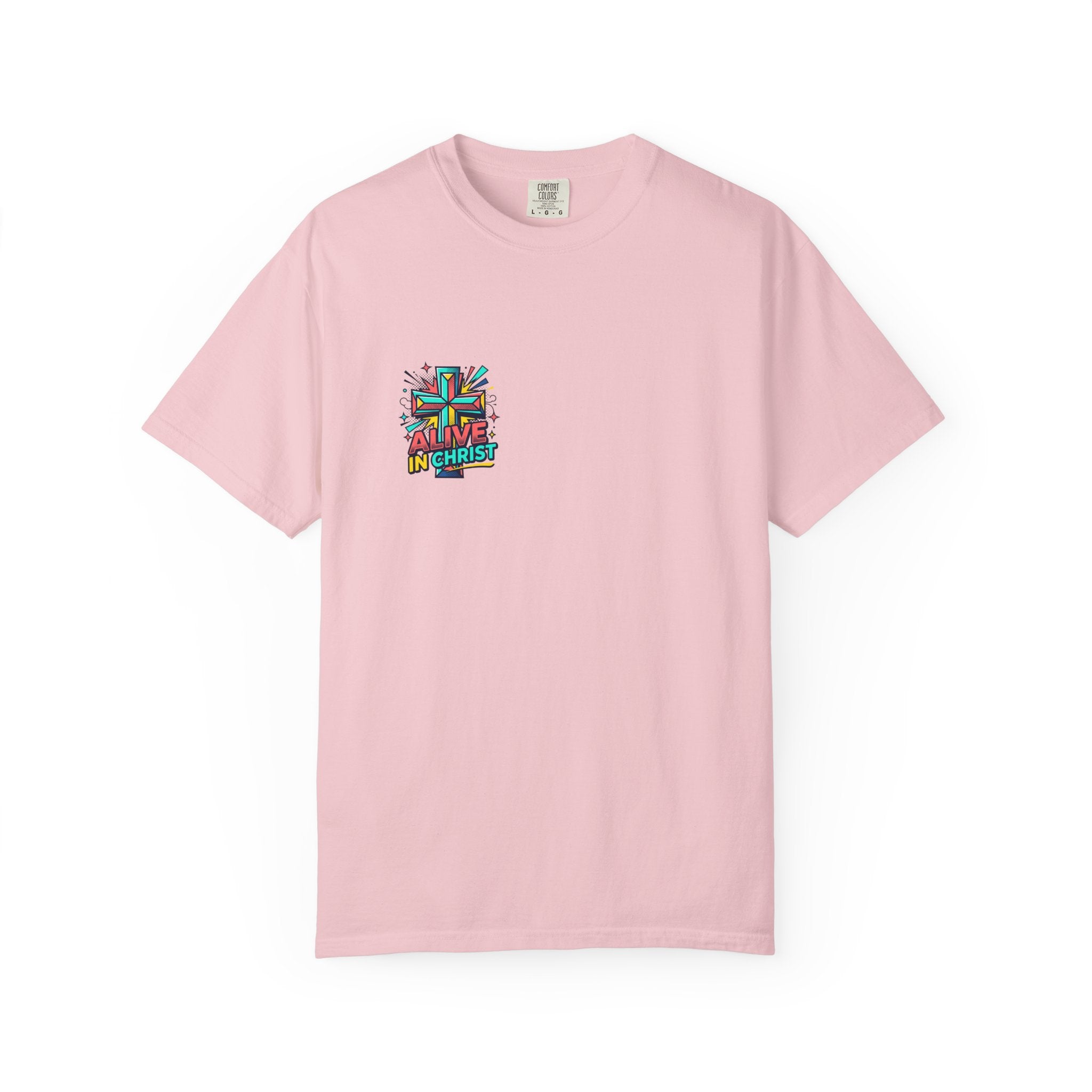 T-Shirt — "Alive in Christ" Colorful Cross Christian Tee
