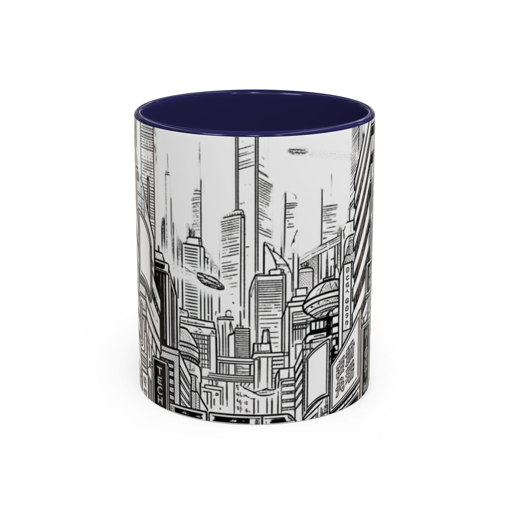 Futuristic Cityscape Accent Coffee Mug — Handle 11/15oz