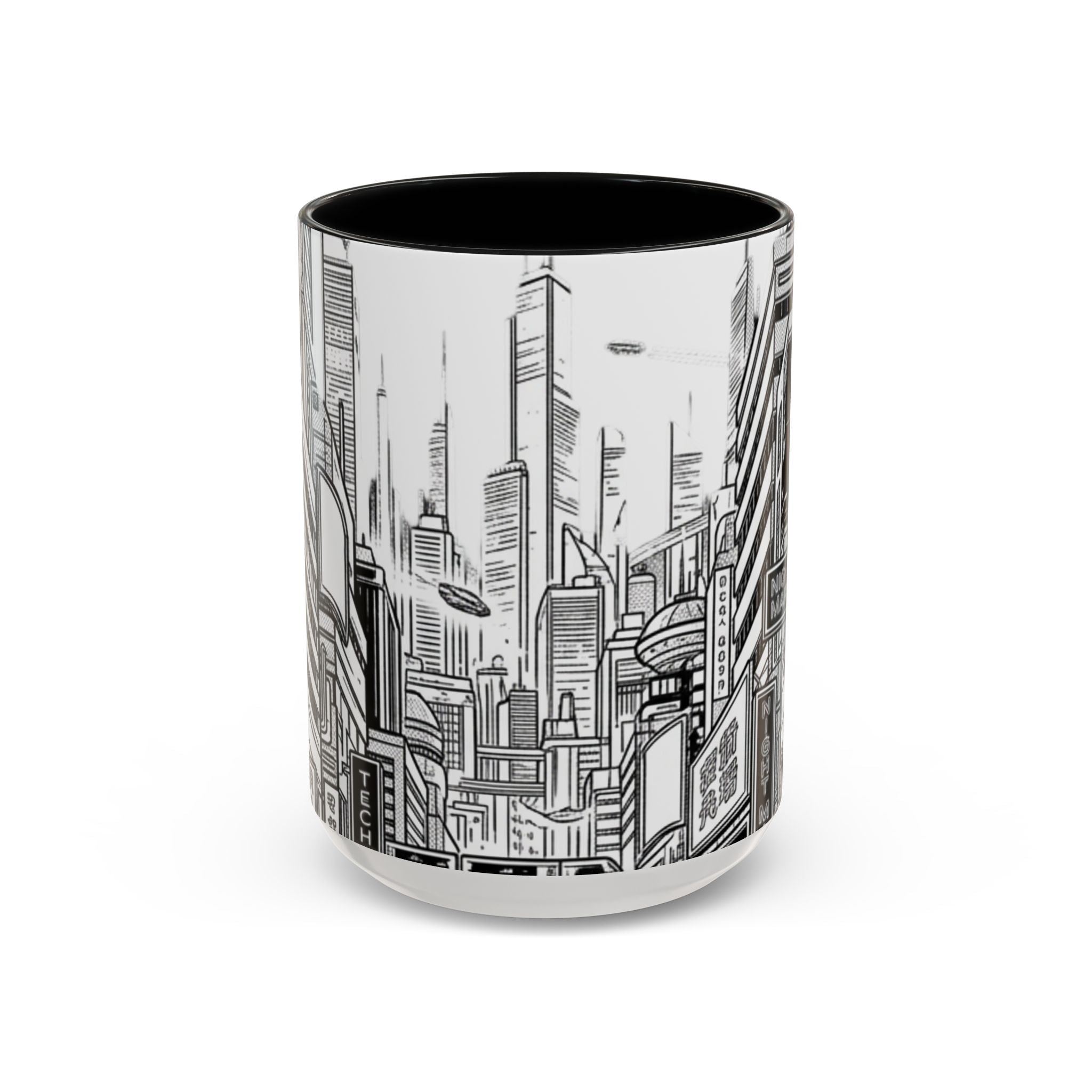 Futuristic Cityscape Accent Coffee Mug — Handle 11/15oz