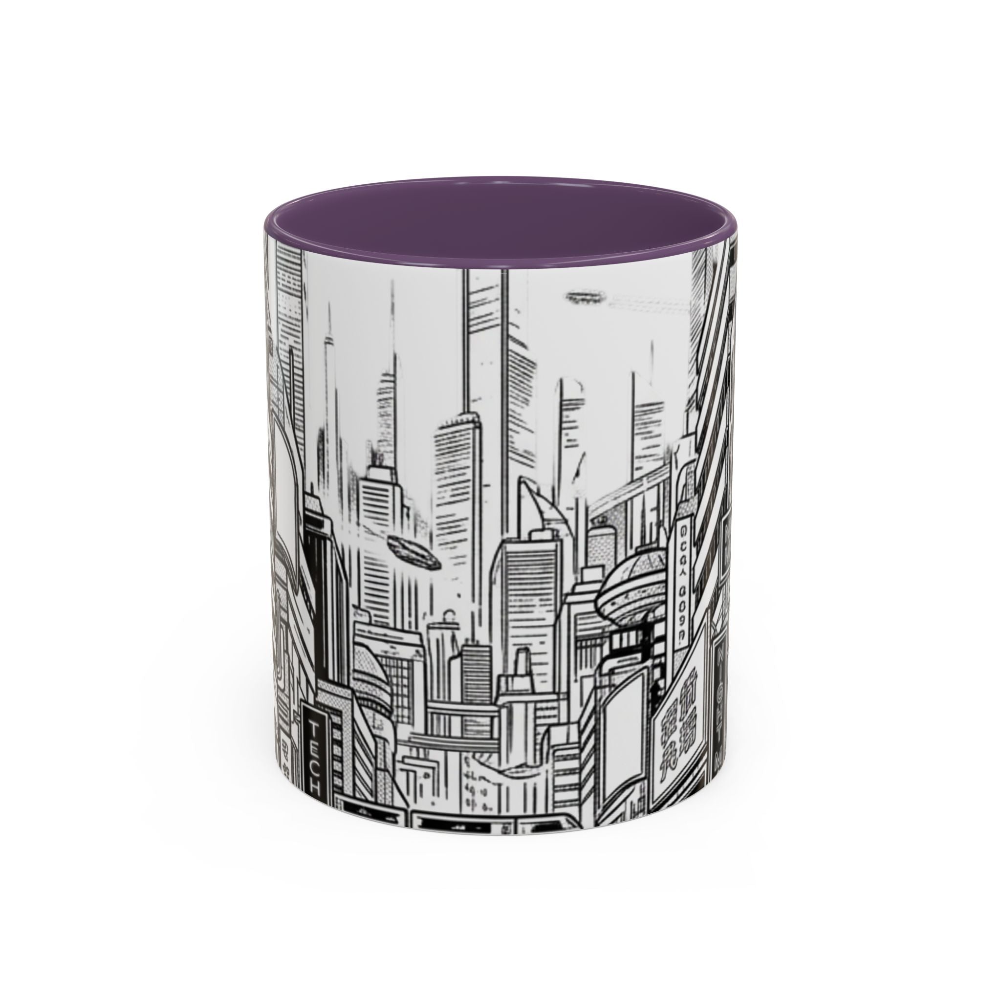 Futuristic Cityscape Accent Coffee Mug — Handle 11/15oz